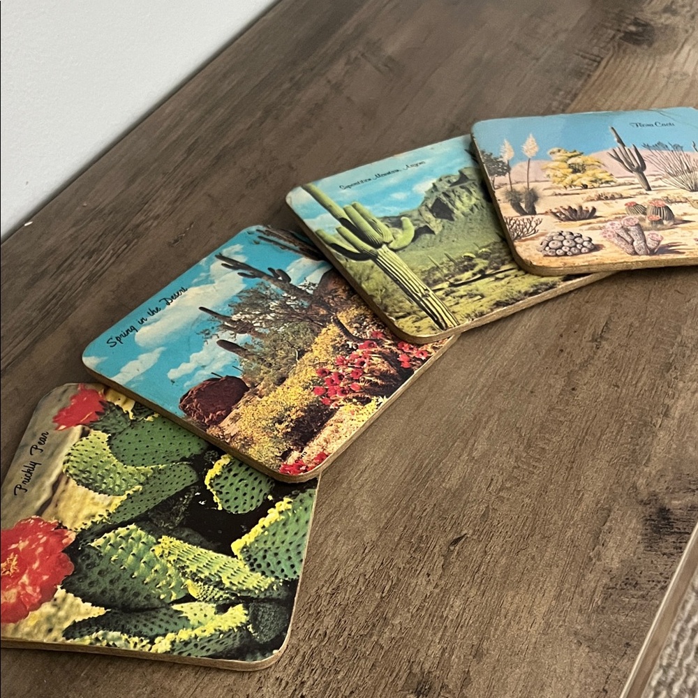 Vintage Desert-Themed Cork Coasters Set